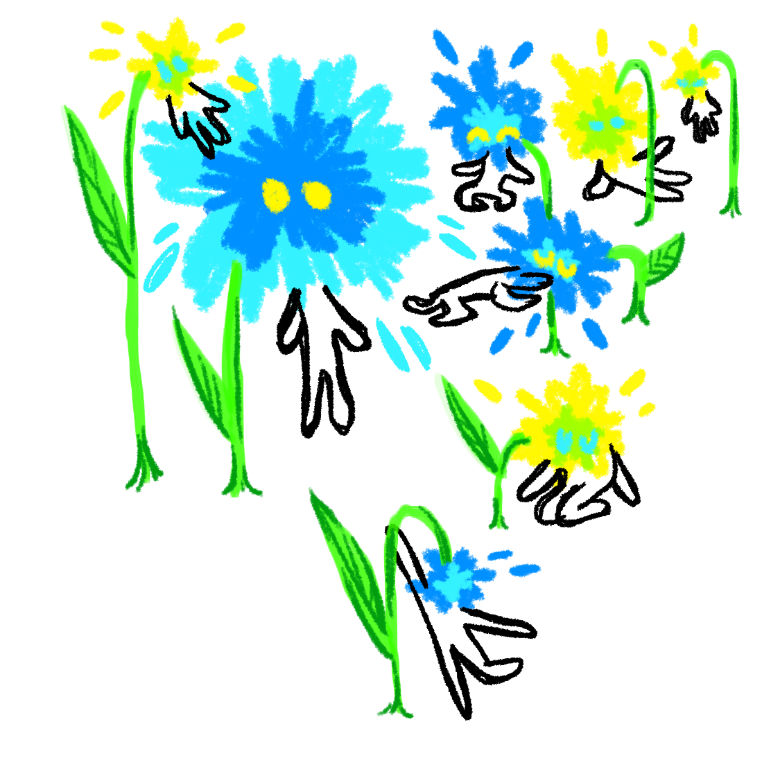 Flower people drawn poorly